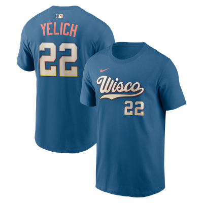 Christian Yelich Milwaukee Brewers Nike Men's 2026 City Connect Name & Number T-Shirt - Blue